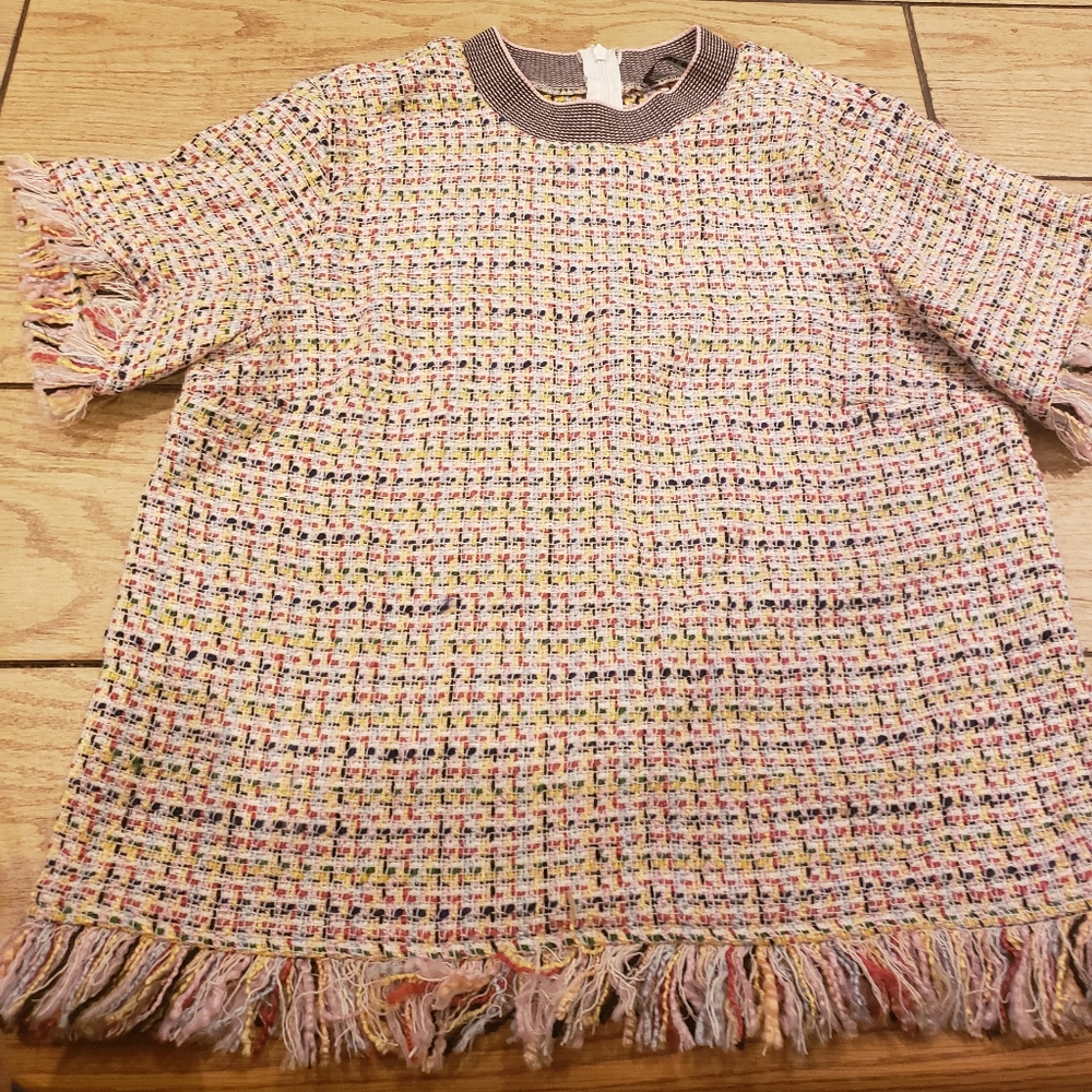 Zara Frayed Tweed Top - Picture 4 of 6